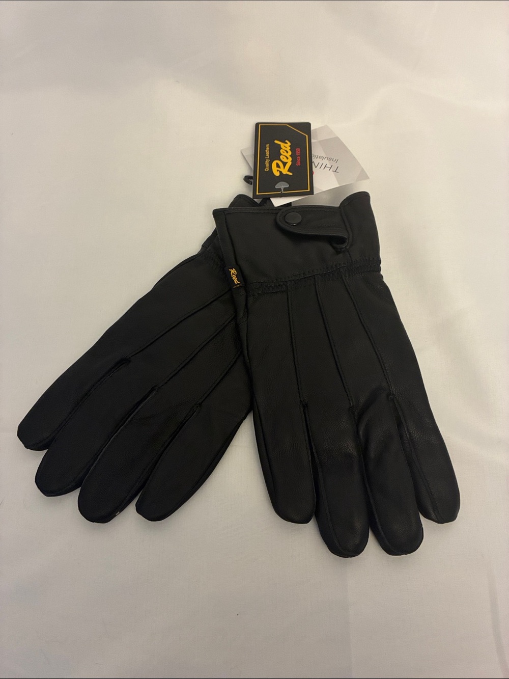 3M Thinsulate Reed Black Leather Men’s Gloves with Snap Closure